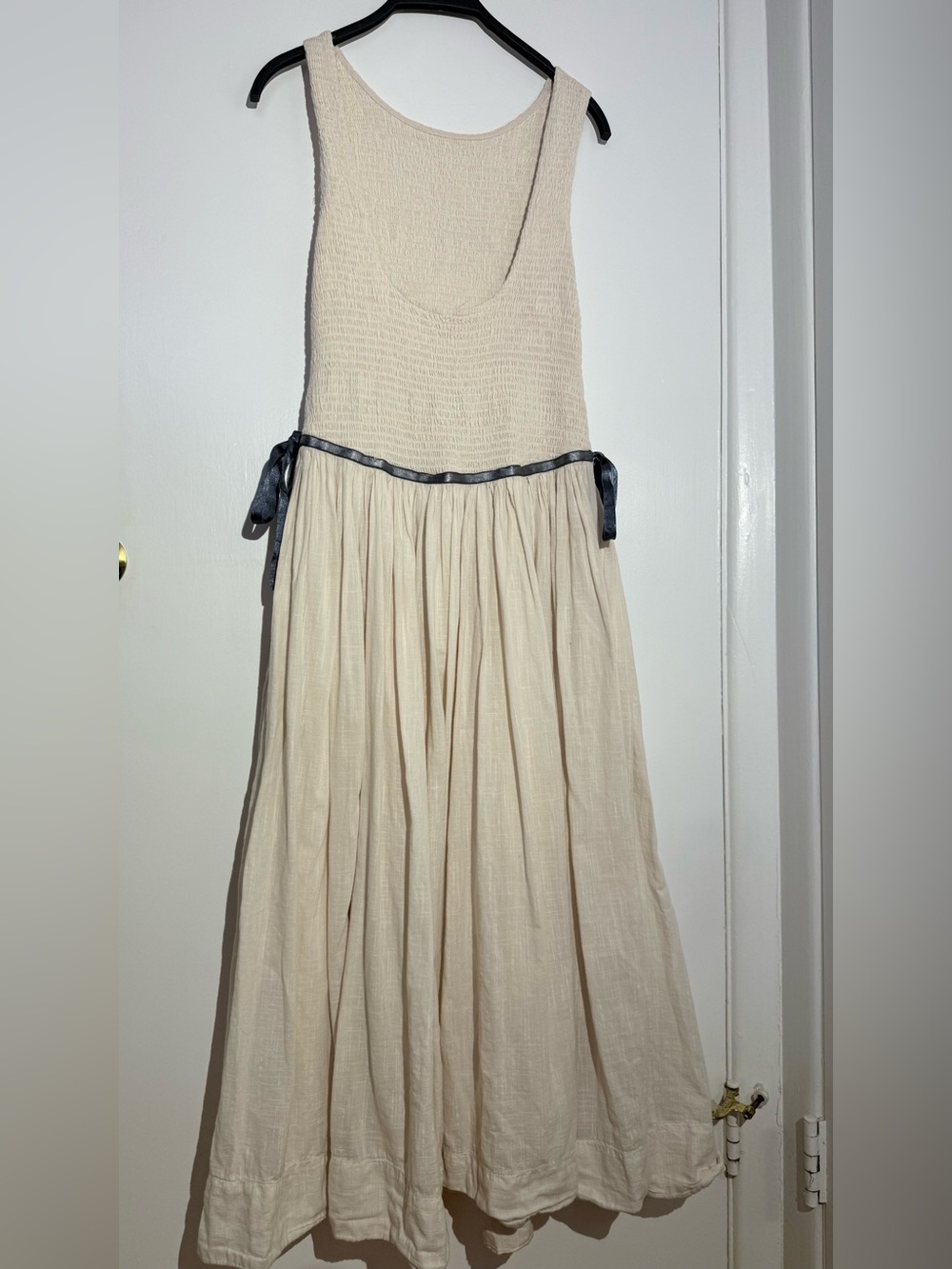 NWOT Free People Nightingale Solid Midi Dress with Navy Tie - Picture 5 of 13